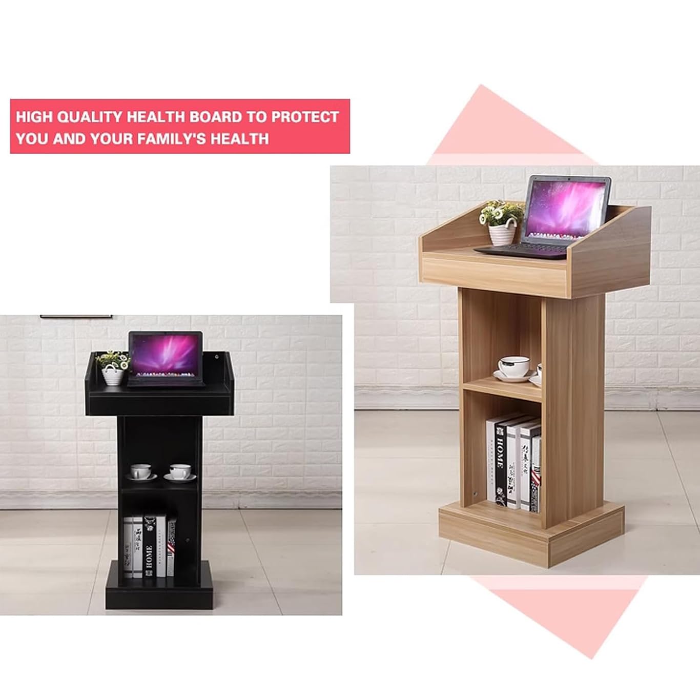 Church Church Podium – Podium de formation des enseignants – Table de réception pour réception de réception, consultant en stationnement, accueil pour restaurant, mariage, noir (teck)