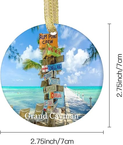 Miniatura 2 de Gran Isla Caimán - Adorno de Navidad de viaje de la ciudad, colección de recuerdos de porcelana de doble cara de 2.75 pulgadas, decoración colgante