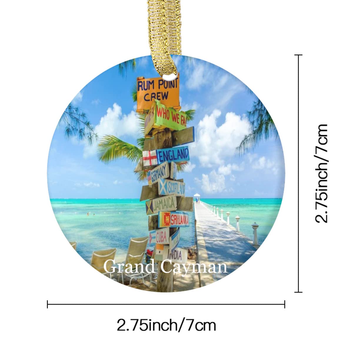 Grand Cayman Island Christmas Ornament - 2.75 Inch Porcelain Travel Souvenir Decoration