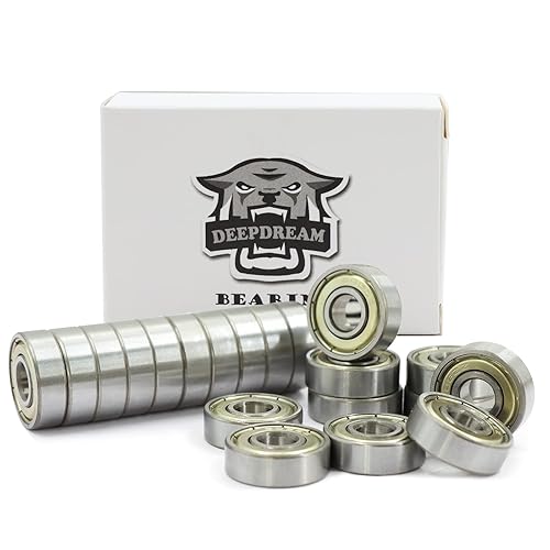 DEEPDREAM Premium 20Pcs 608rs Bearings Skateboard Bearings ABEC Bearings Chrome Steel Ball Bearing Longboard Bearings for Quad Skate Double Rubber