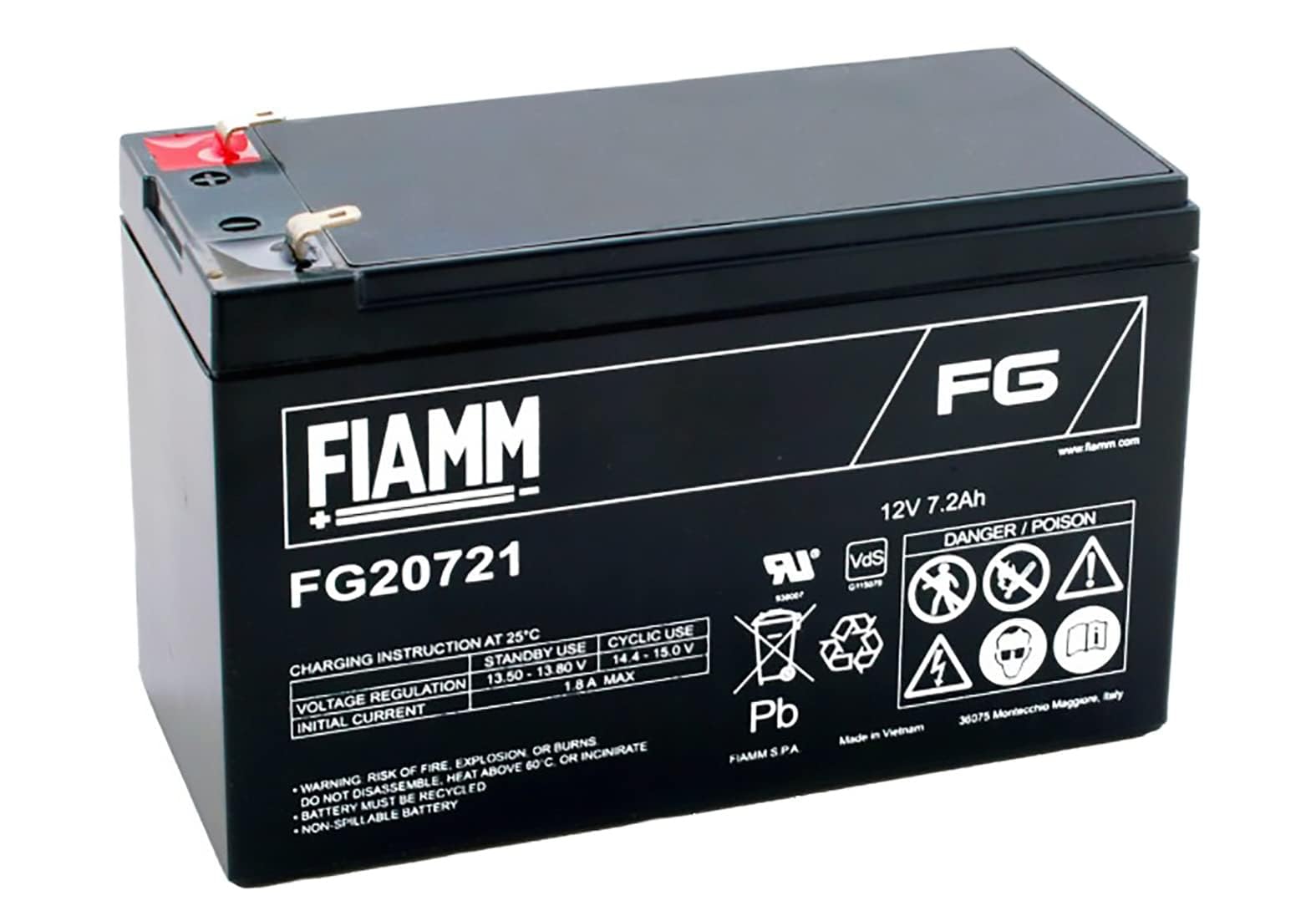 Batteria al Piombo 12V 7.2A Ricaricabile Senza Manutenzione Scarica fino a 20 Ore per Sistemi di Allarme Apparecchiature di Comunicazione Sistemi di Sicurezza by Dimensione Elettronica S.R.L.
