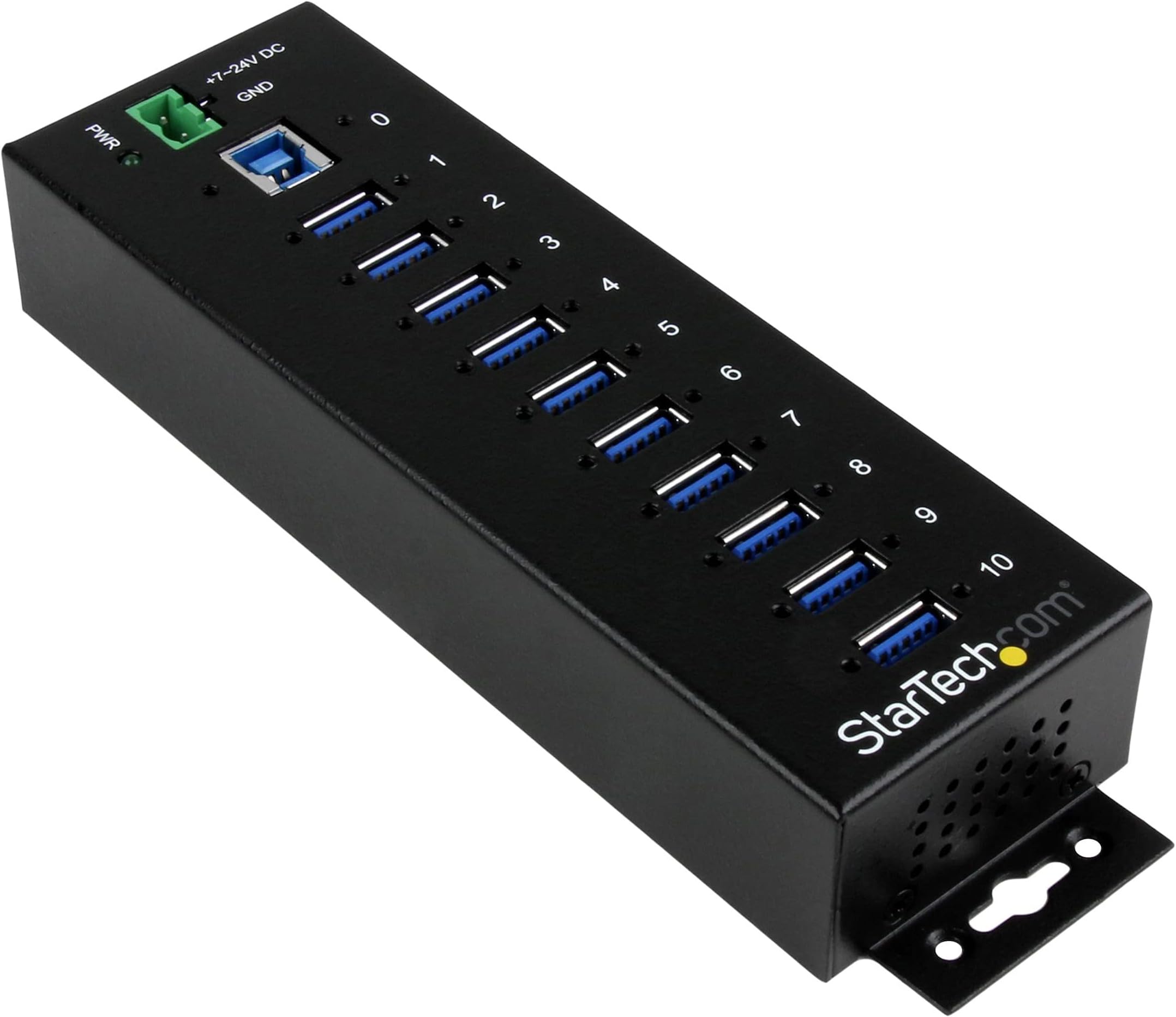 – 10-Port USB 3.0 Hub - 5Gbps - Metal Industrial USB-A Hub with ESD & Surge Protection - Din Rail, Wall or Desk Mountable - TAA Compliant USB Expander Hub (ST1030USBM)