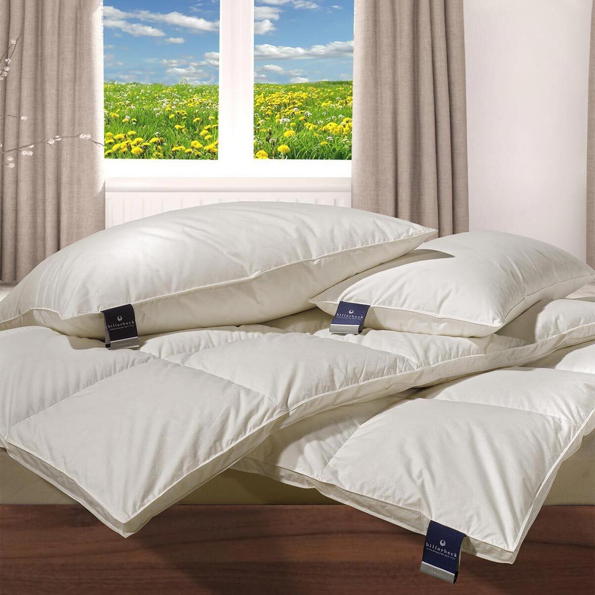 Billerbeck 3-Kammer-Kissen | Nena | 80 x 80 cm | geeignet für Hausstauballergiker | mittlere Stützkraft | waschbar bis 60° C