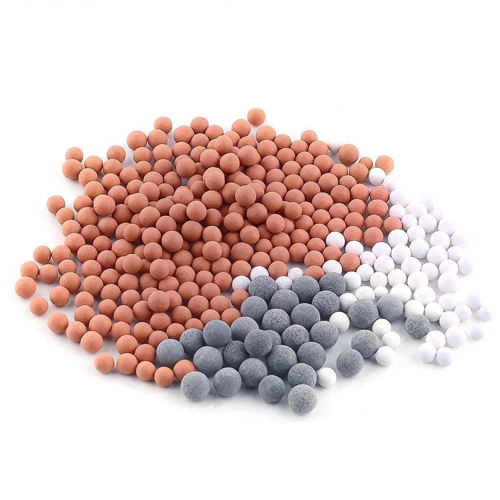 3 Packs Replacement Shower Head Beads，80g Shower Filter Stone Beads，Mineral Stone Balls for Water Filtration，Suitable for Filtered Shower Head(Orange Gray White)