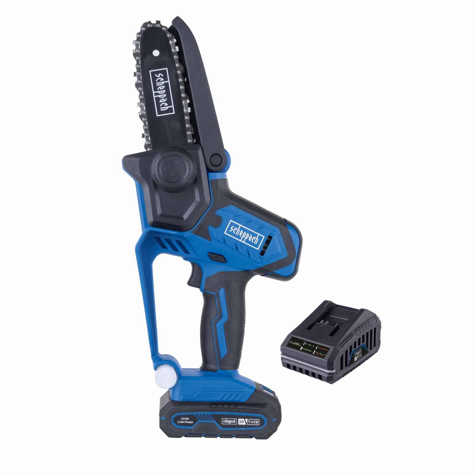 Scheppach Mini tronçonneuse C-PS100-X - 1 batterie 2 Ah + chargeur inclus