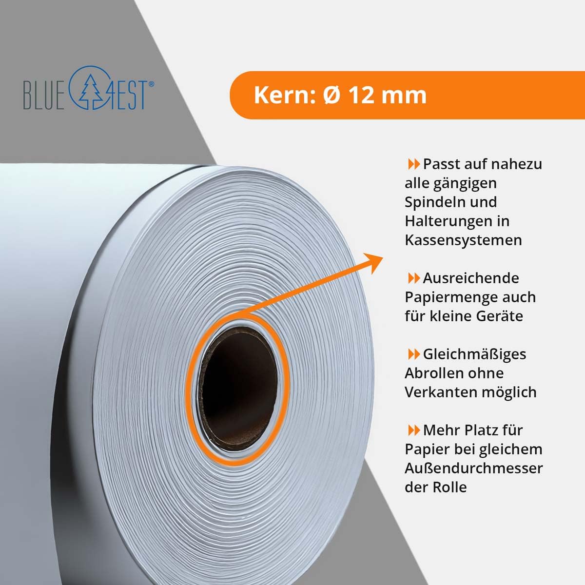 300 Stk. Blue4est® Öko Thermorollen mit SEPA Lastschrift | 57x15x12 mm Ø35mm | Länge: 15 m | blaues Thermopapier | EC Cash Geräte Rollen | HUTNER