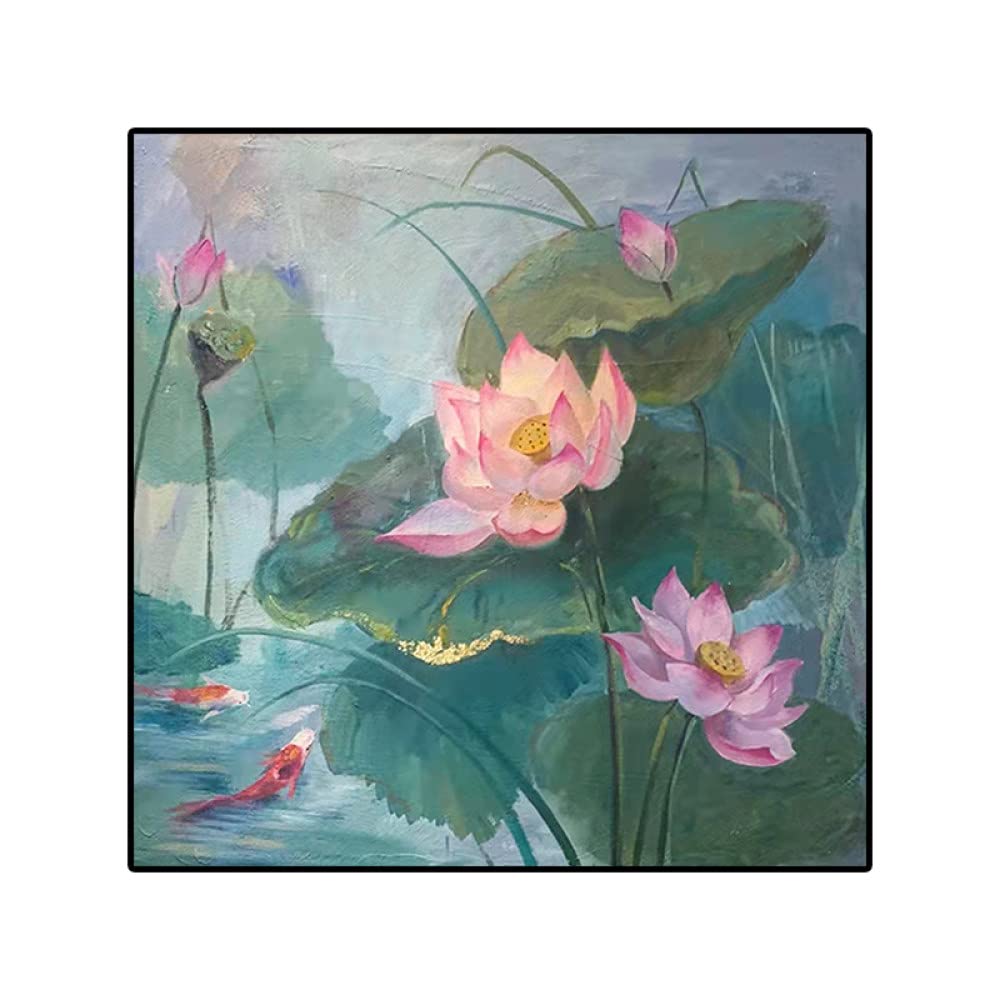 Peinture acrylique 3D fleur de lotus pour grand mur de salon moderne