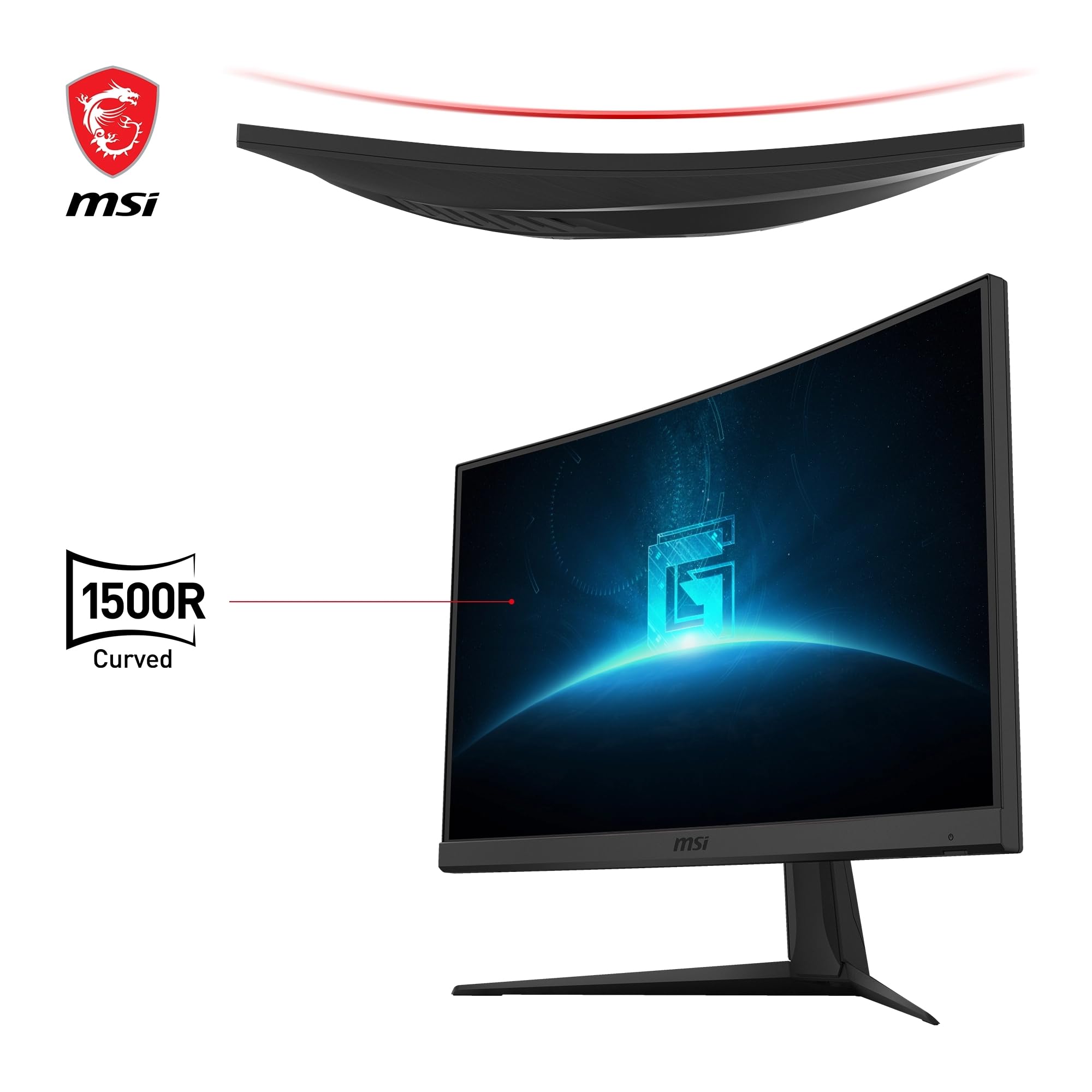 MSI G24C6 E2 Zakrzywiony ekran PC do gier 23,6" Full HD - panel VA 1500R, 1920x1080, 180Hz/1ms, 16:9, FreeSync Premium - HDMI 2.0b, DisplayPort 1.2a