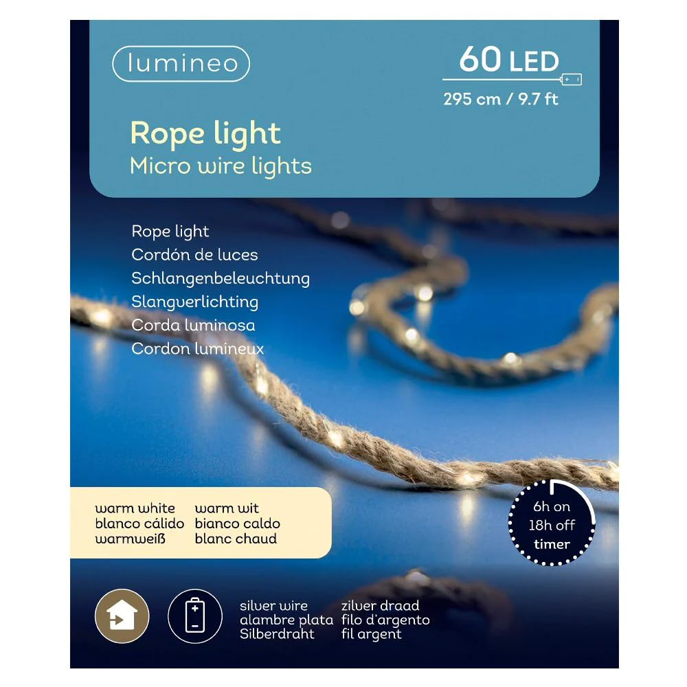 Lumineo Warm White 60 Led Micro Wire Rope Light (3M)