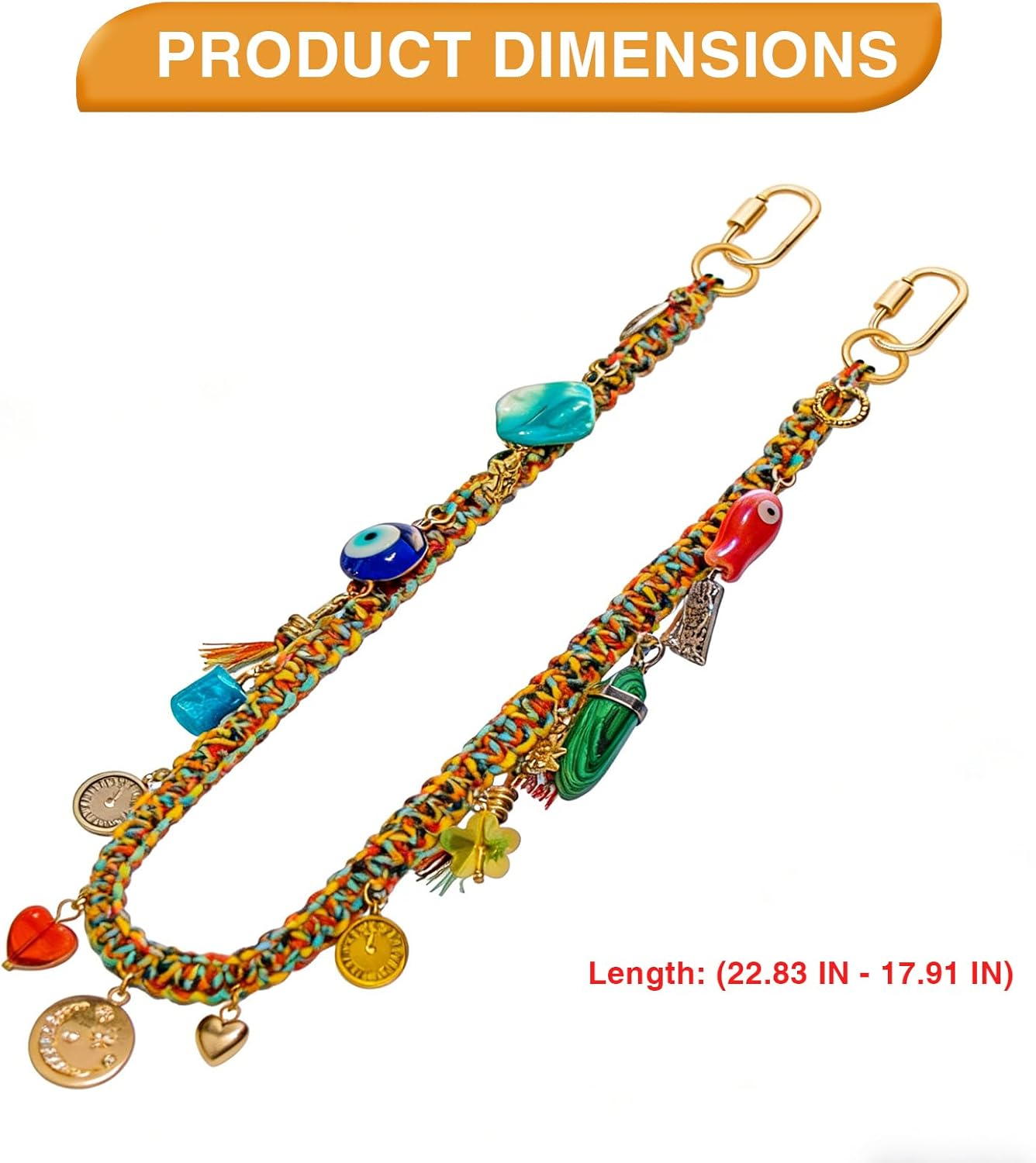 Chain Beaded Rope Braided Keychain for Handbag Wallet Backpack Purse Shoulder Handbag Accessories for Women - Image 2