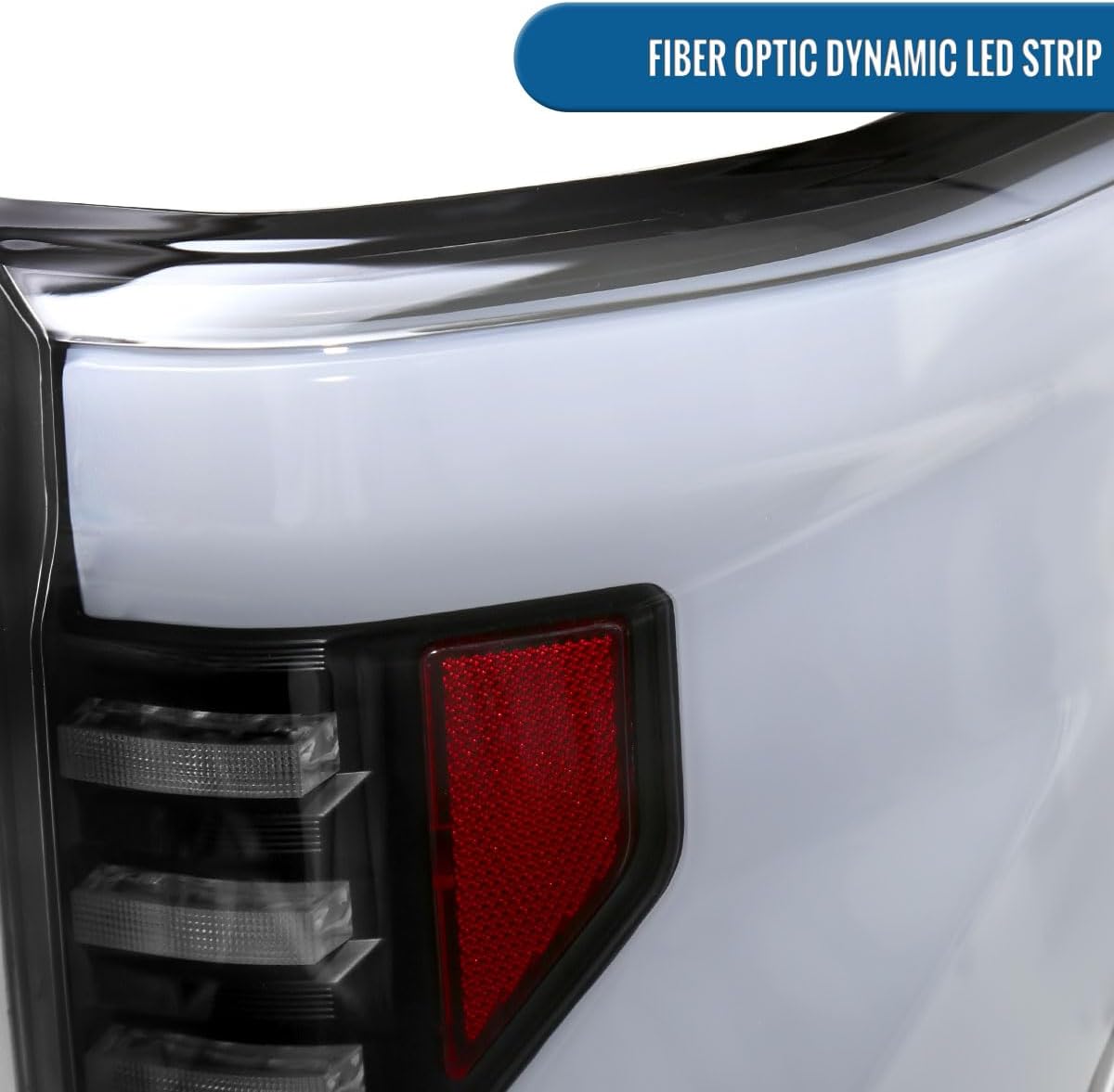 Ronnin - Fits 2015-2017 Ford F150 Full LED Tail Lights Sequential Turn Signals + Animated Startup Effect Parking Assembly | Black | White Tube