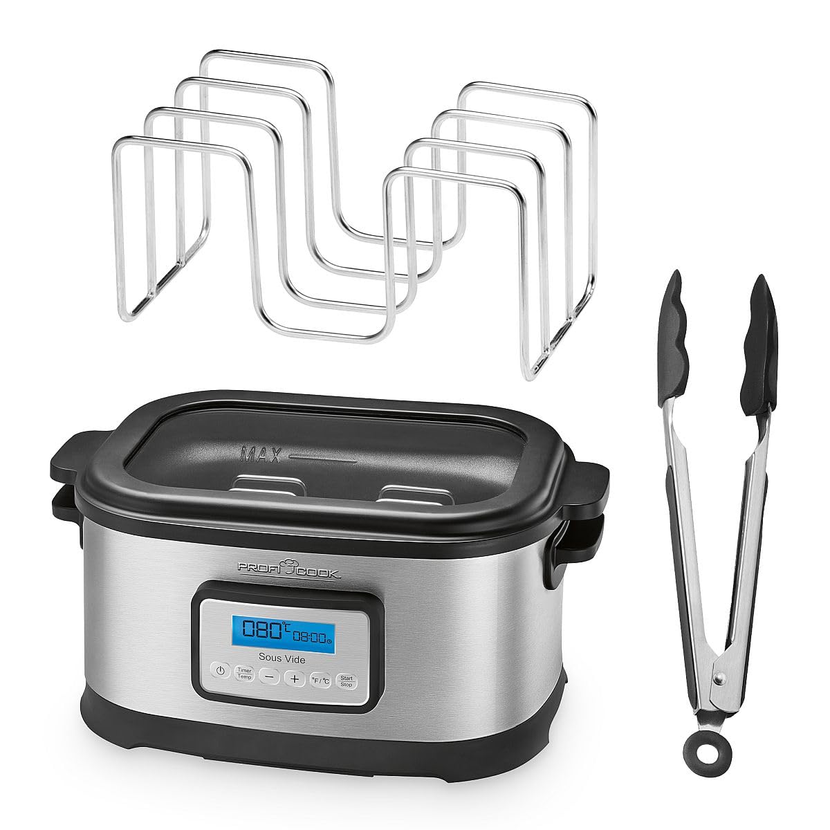 ProfiCook Sous Vide Garer, 8,5L Fassungsvermögen, punktgenaues Garen, Behälter mit 72-Std.-Timer, inkl. Schongar-, Joghurtmaker- Warmhaltefunktion, PC-SV 1112