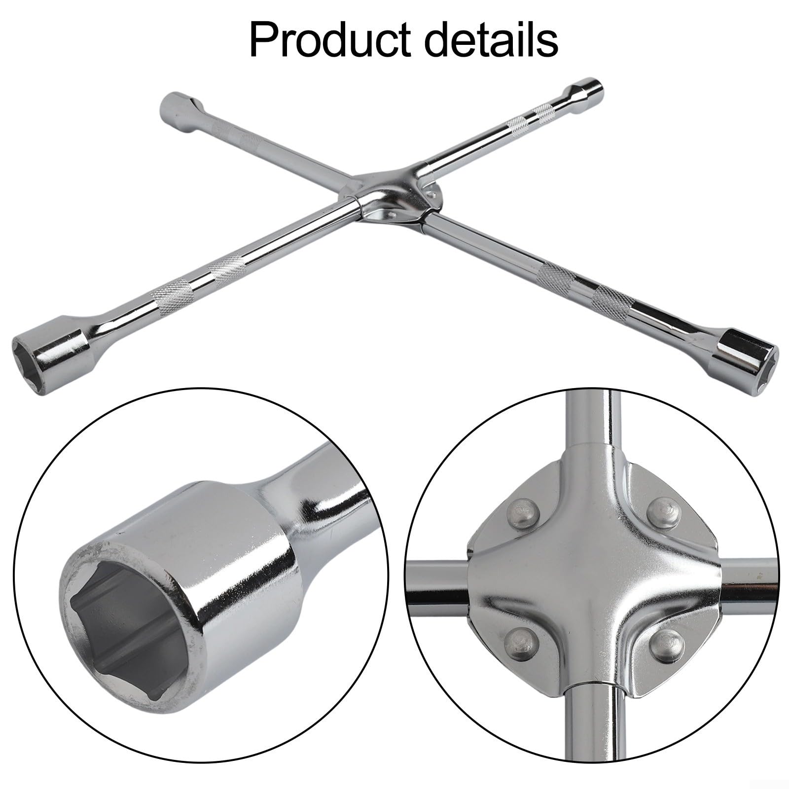 Llave de tuerca de cuatro vías, llave de vaso cruzado de 20 pulgadas con cabezales de 17/19/21/23 mm, acero resistente para cambio de tuerca de rueda de coche verde (20 pulgadas)