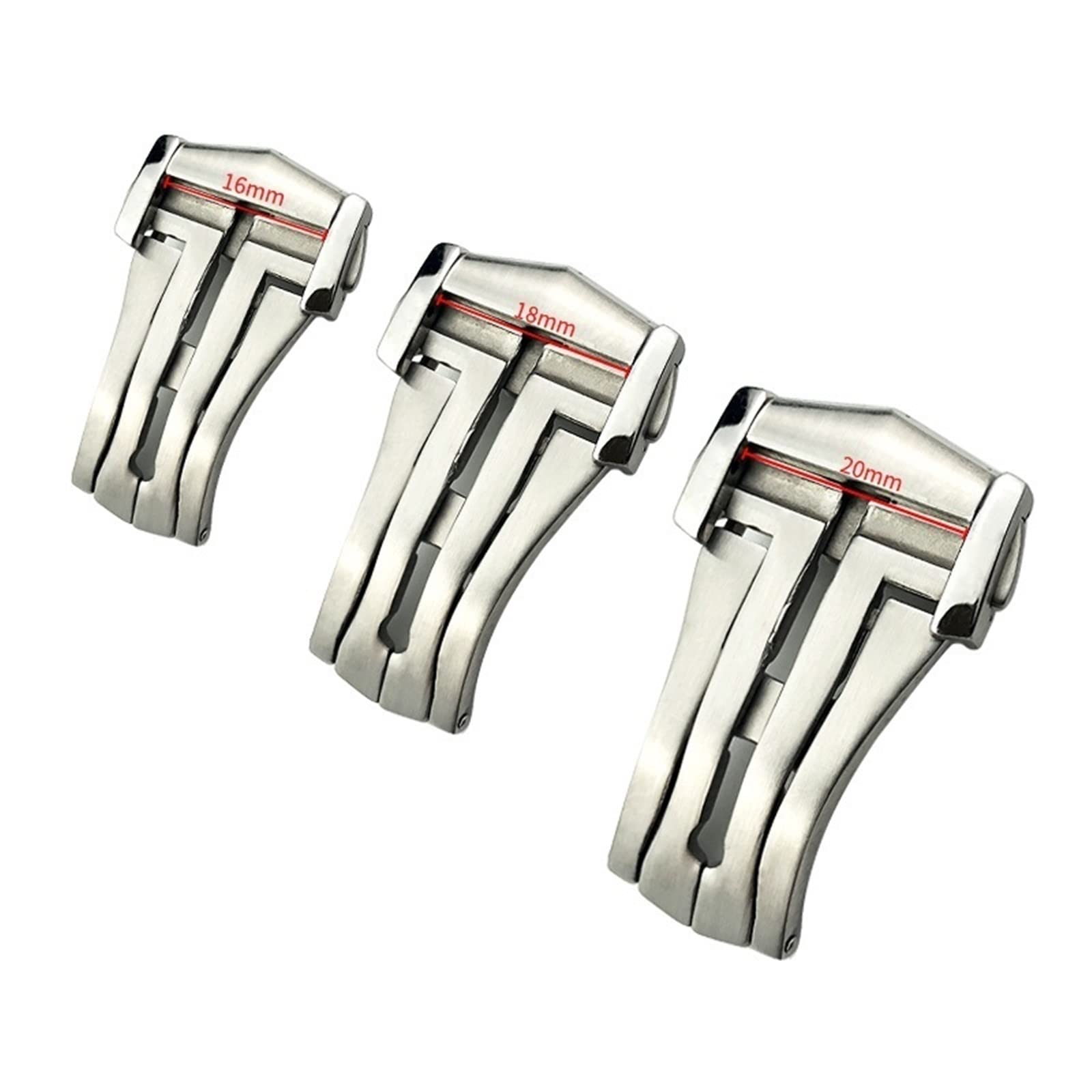 16mm 18mm 20mm Deployment Watch Buckle for Omega Leather Strap Rubber Band Silver Steel Folding Clasp Gift Tools (Silver 2,18mm)