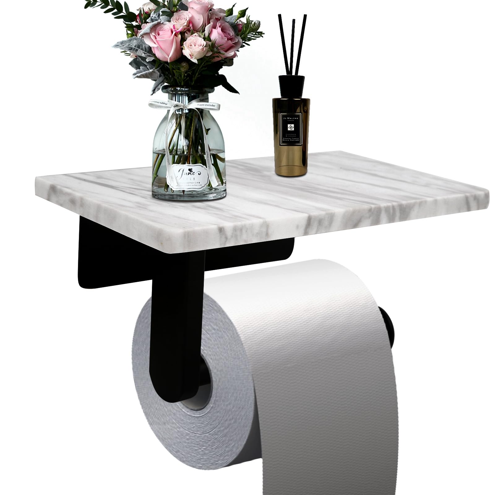 Toilet Paper Holder with Natural Marble Shelf for Bathroom Washroom,Wall Mounted Tissue Holder Suitable for Mega Roll (Brushed Gold, Middle 7.87 * 4.72 in) — Amazon image 16