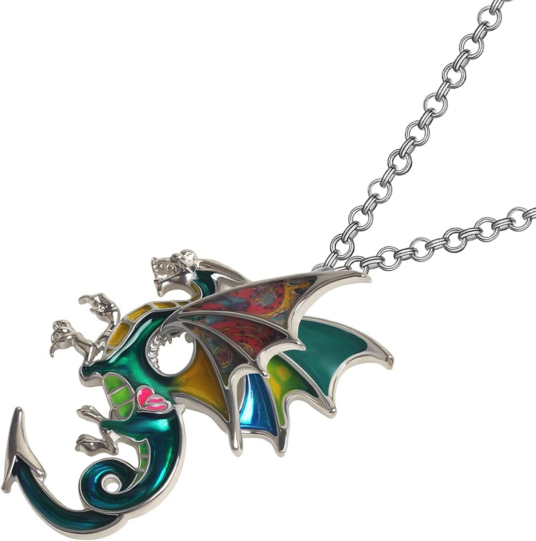 Enamel Alloy Dragon Necklace Fantasy Dinosaur Pendant Fashion Jewelry for Women Charm Gift