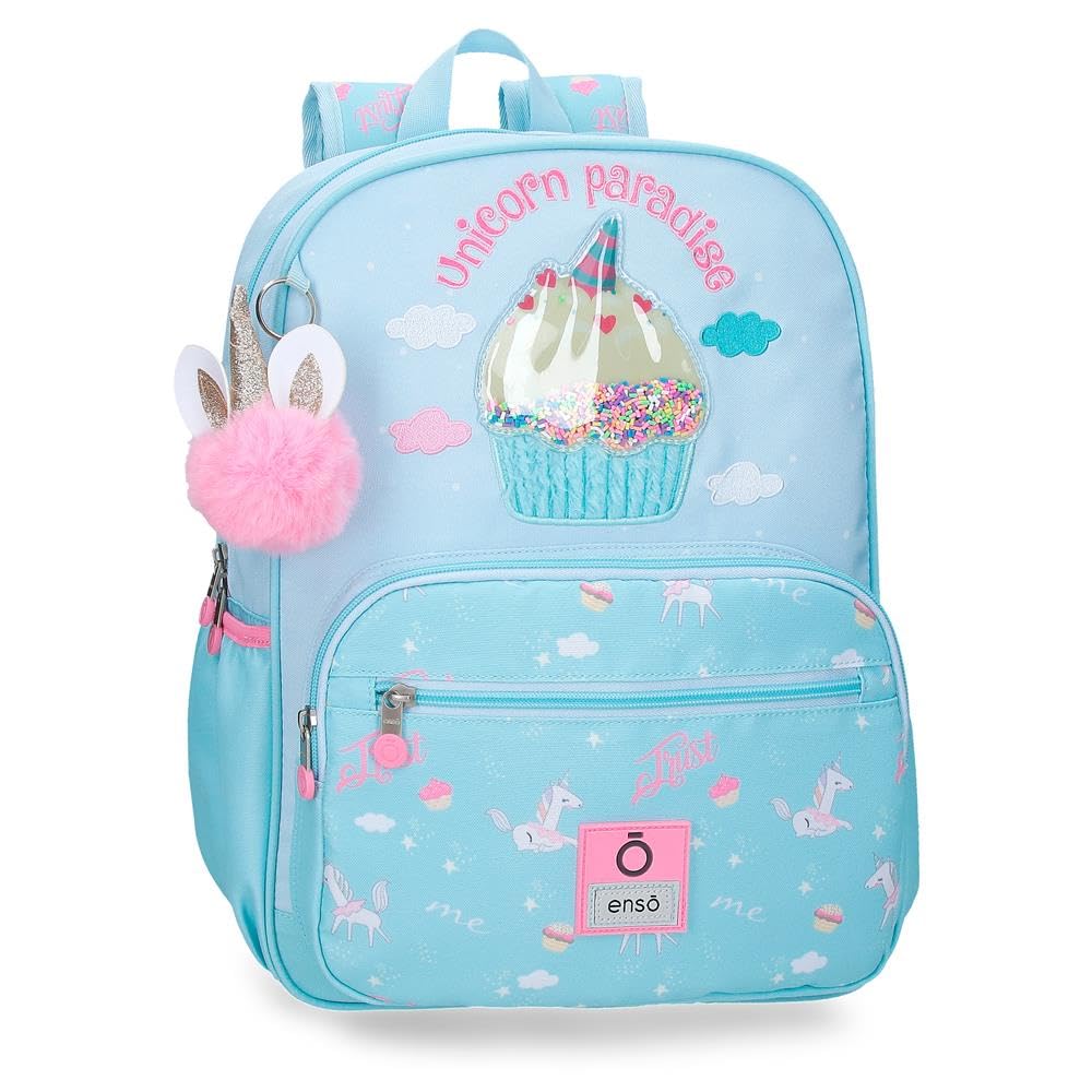 Enso Unicorn Paradise Adaptable School Backpack for Car Turquoise Blue 30x38x12 cm Polyester 13.7L