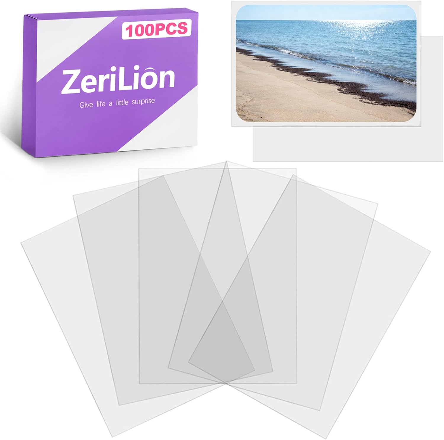 100 Pcs 59x90mm Clear Card Sleeves, Acid-Free PVC-Free Photocard Protectors for Trading Cards Collection, Standard Trading Card Album Pages Size