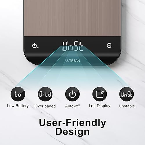 Miniatura 4 de Ultrean Báscula de alimentos, báscula digital de cocina con pantalla LED, peso gramos y onzas para hornear cocinar, 6 unidades con función de tara