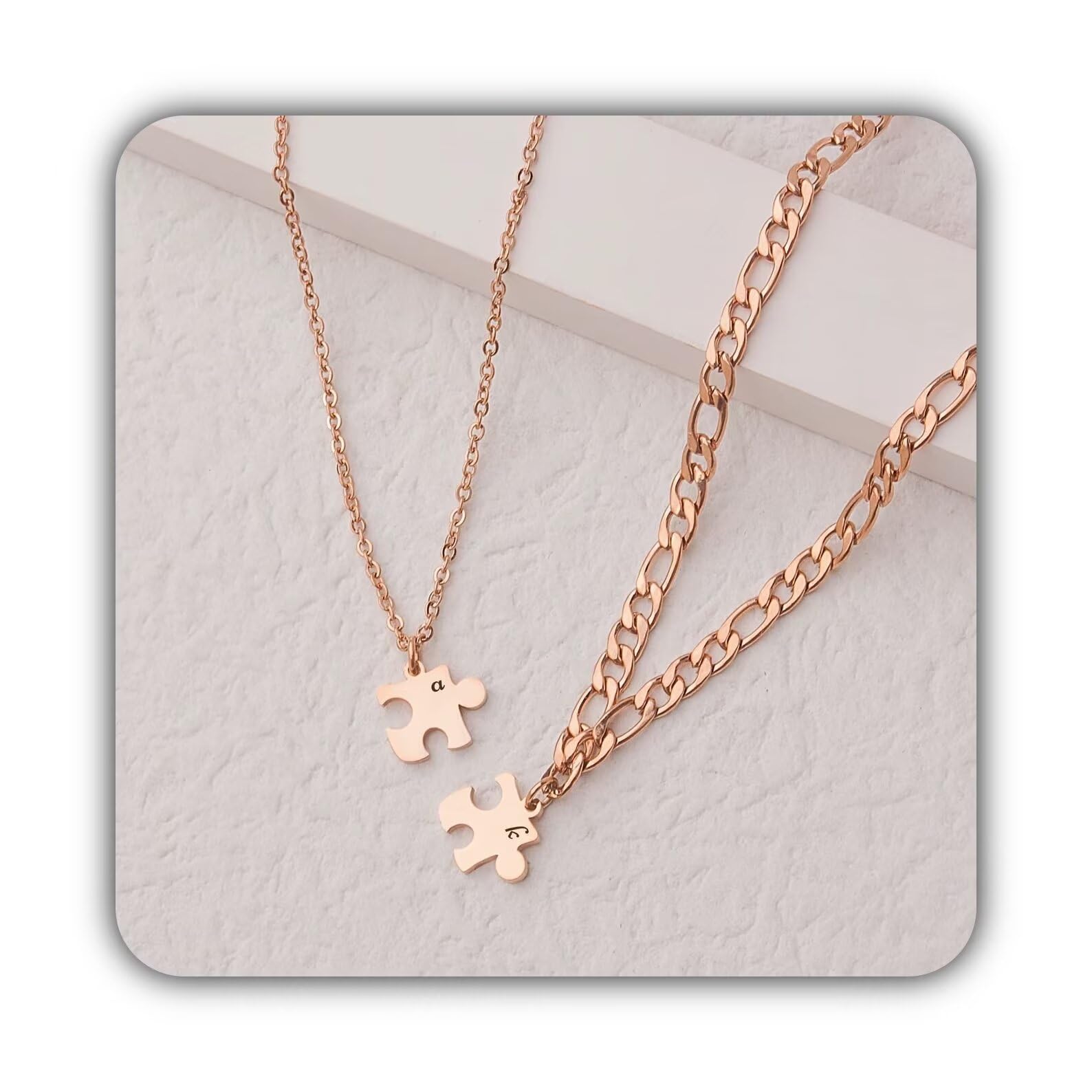 Regalos personalizados para parejas - Collar de piezas de rompecabezas pequeños - Conjunto de collares para parejas - Collares a juego para parejas
