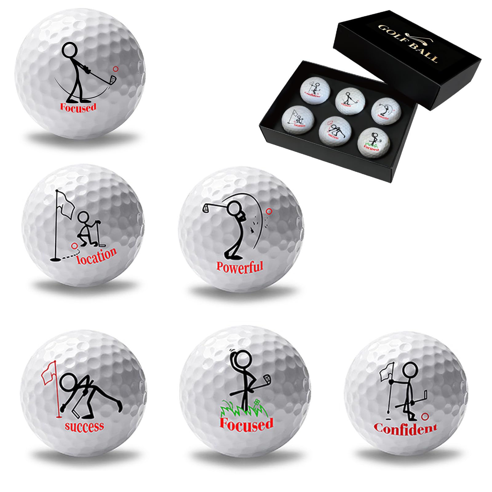 6er Pack lustige Golfbälle zum Geburtstag,Golfbälle Geschenke Set für Golfer,Kollegen,Vater und Golfbegeisterte