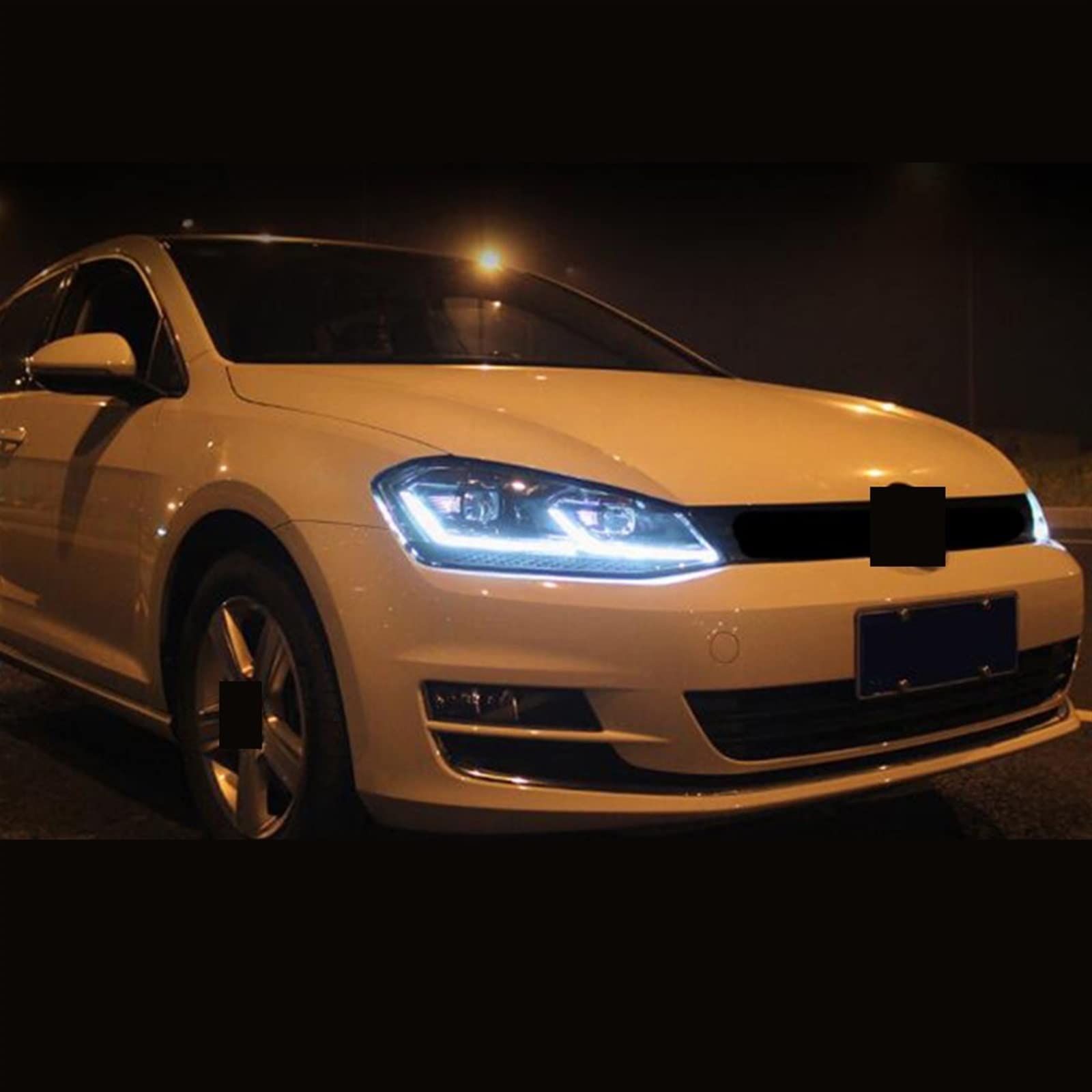 Zespół lampy przedniej reflektor DRL kompatybilny z Golf 7 2013-2017 MK7 Upgrade 7.5 Design dynamiczny włączony kierunkowskaz lampa z soczewką dwuogniskową(Bule LED,For Left Hand Drive)