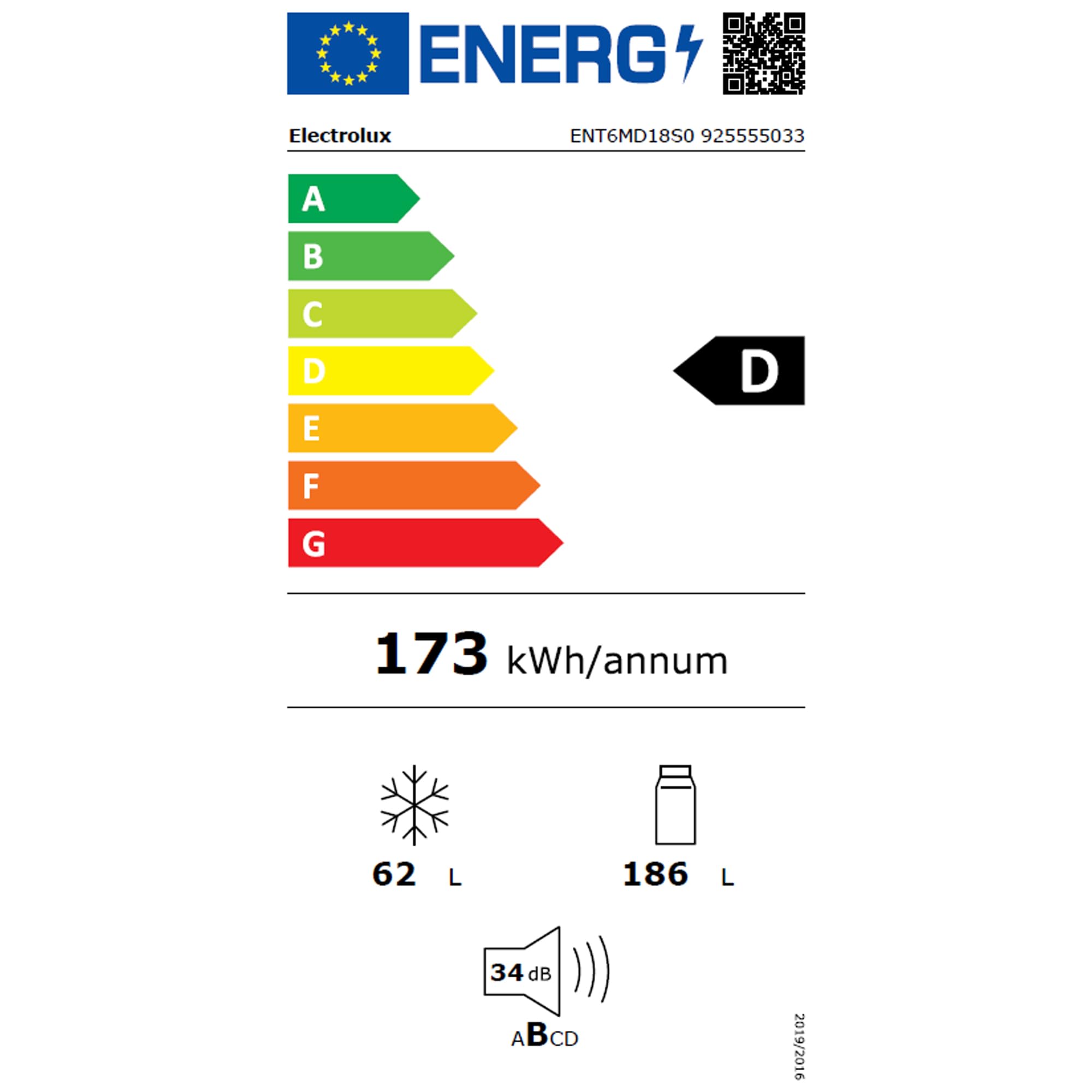 Electrolux Serie 600 Frigorifero Combinato da Incasso, ENT6MD18S0, 249 Litri, TwinTech Total No Frost, MultiFlow, Silenziosità 34 dB, 1772x546x549, Class D, Allarme Porta Aperta, Bianco