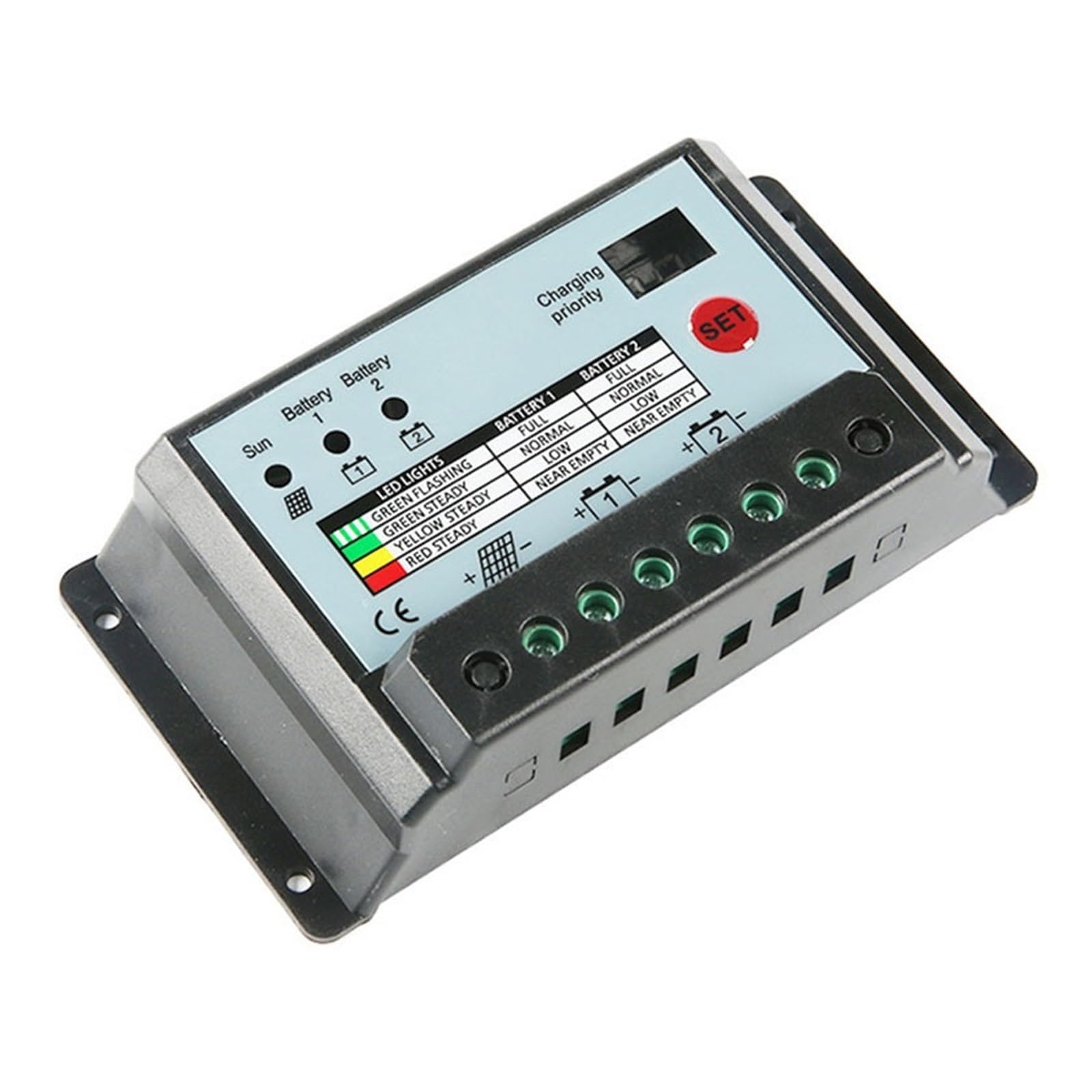 Régulateur de charge solaire PWM 20A pour double batterie de panneau 12V 24V