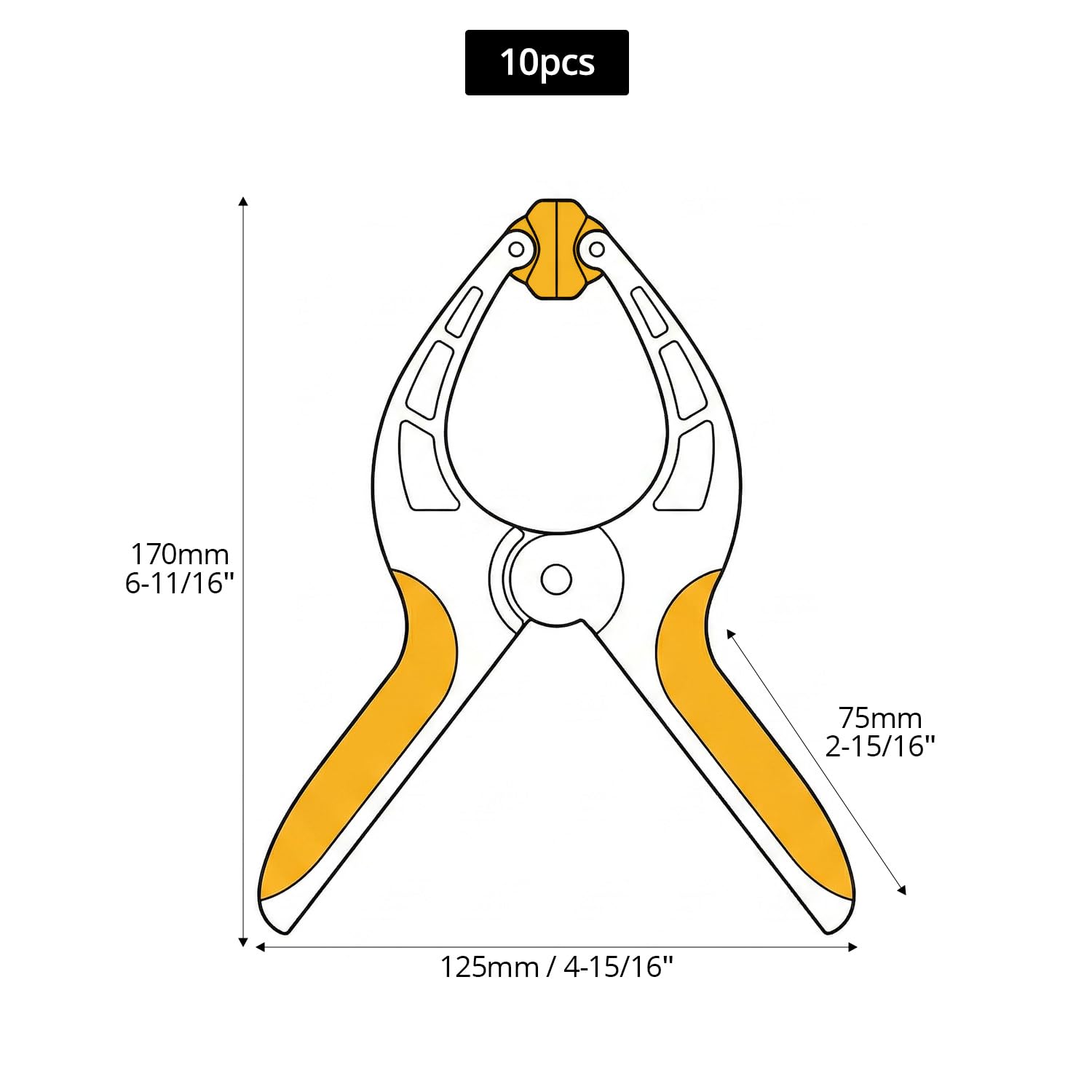 QWORK®® Lot de 8 Grandes Pince a Ressort 17CM, Envergure 70 mm, Force de Serrage 13 kg - Serre-Joints en Nylon Incassable