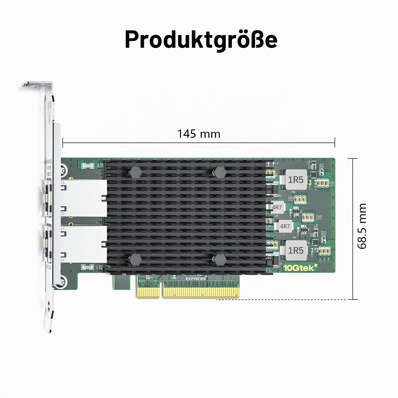 10Gtek für Intel X540-T2 10Gb PCI-E NIC Netzwerkkarte, Dual Copper RJ45 Port, mit Intel X540 Controller, PCIe Ethernet LAN Adapter für Windows Server/Windows/Linux/ESX