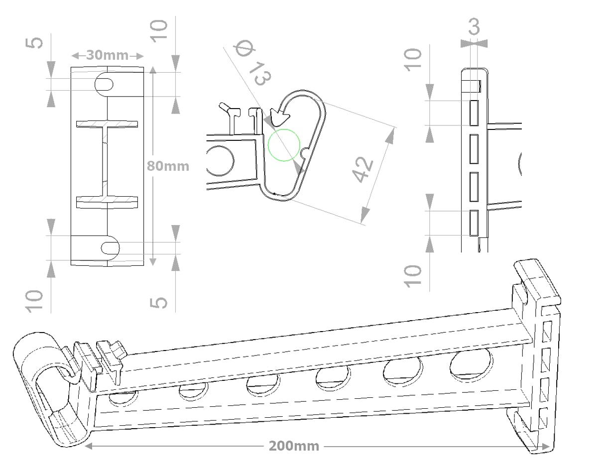 20x Isolatori per Recinto Elettrico 20cm Montaggio con Viti o Fascette | per Rete Giardino Recinzione, Recinzione da Pascolo, Palo, Filo, Cavo & Banda Larga (incl. 40 fascette serracavi 9x450 mm)