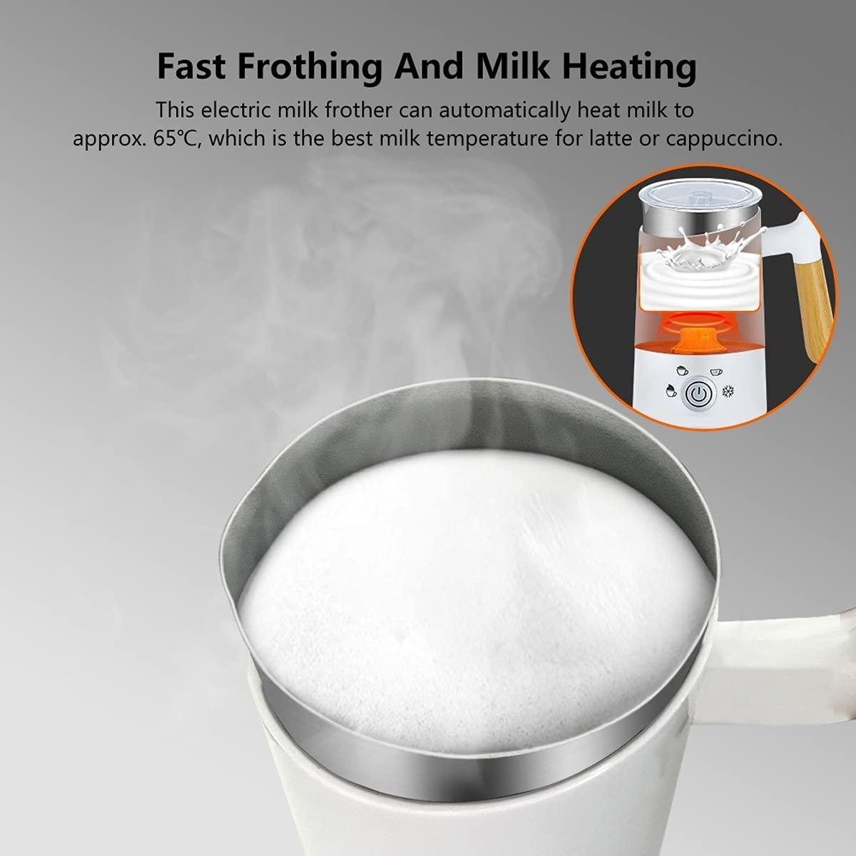 HMTE Montalatte Automatico Montalatte Elettrico con funzionalità Latte Caldo Freddo Fruste Extra Funzionamento Silenzioso per Cioccolata Calda