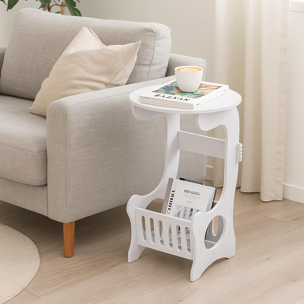 LN COZY CORNER End Table 3 Tier Modern Wood Nightstand End Table Nightstand for Living Room, Bedroom, Bathroom, Balcony White (Round, 45 * 28 * 28cm) โ image 1