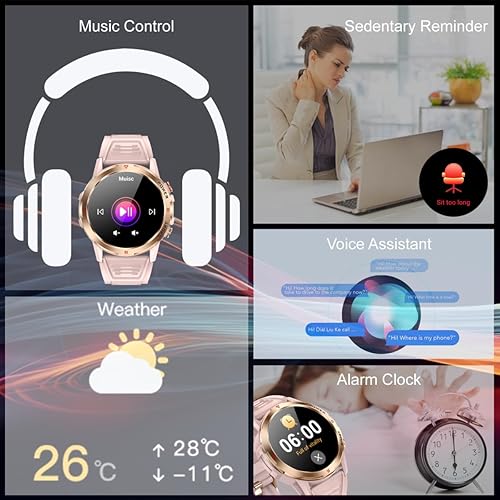 Miniatura 8 de Reloj inteligente para hombres y mujeres, reloj inteligente de llamadas Bluetooth de 1.96 pulgadas con linterna LED 3 ATM, impermeable, rastreador