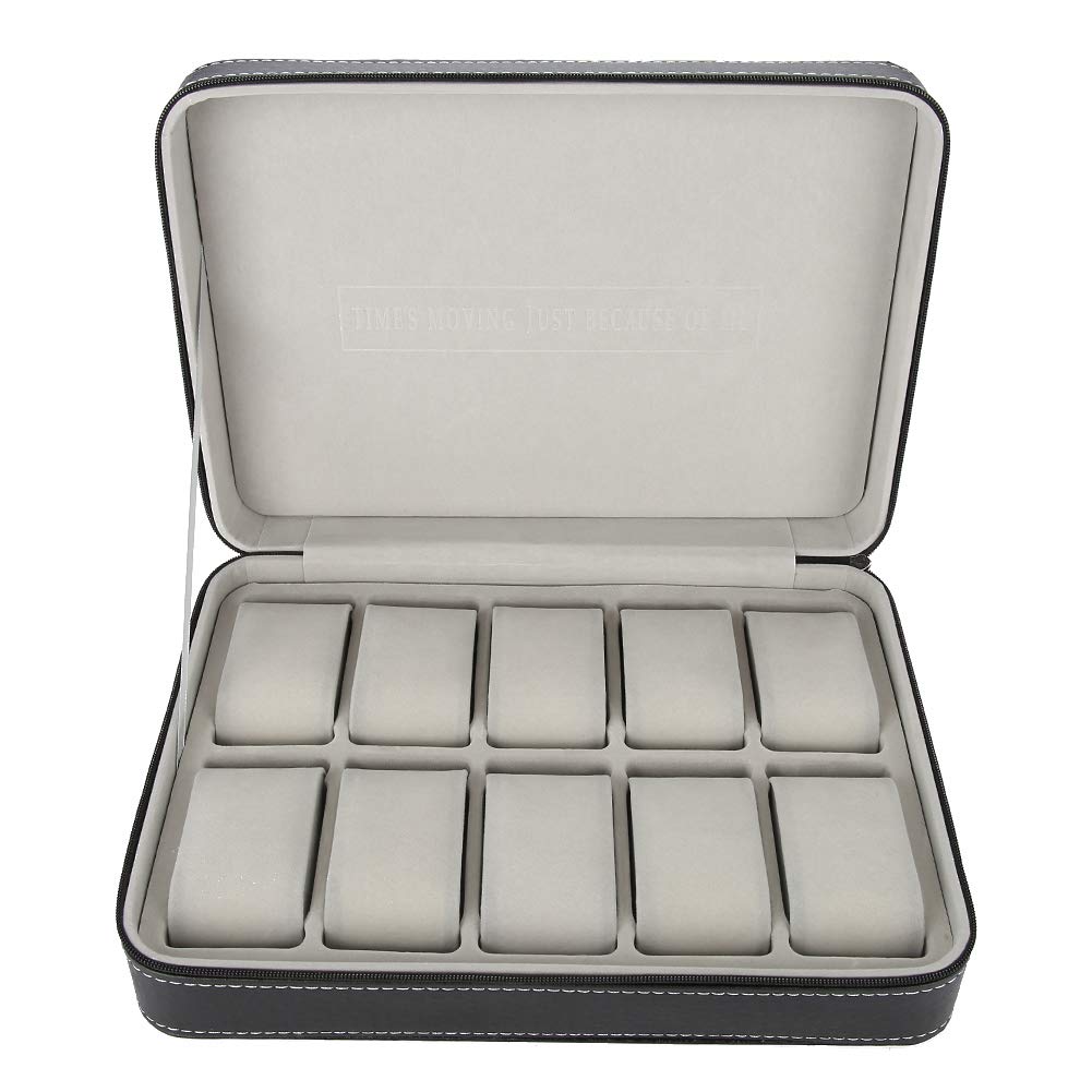 salmue watch, Watch Display Storage Box10 Grids Zipper Travel Collector Case Organizer