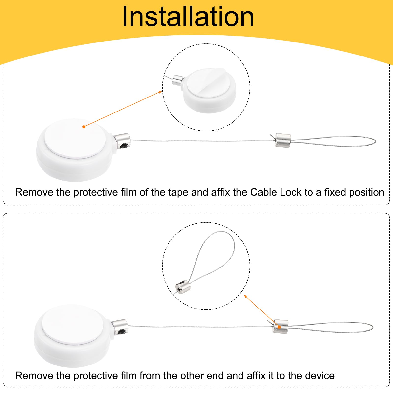 Control Patch Remote Retractable Cable Lock MECCANIXITY 1.8 Ft With Square Patch Remote ...