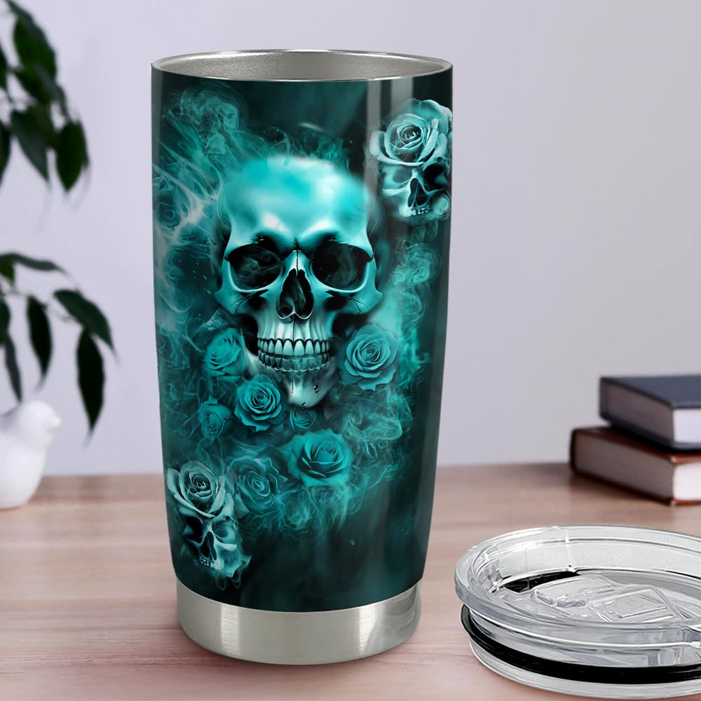 Edelstahl-Isolierbecher 600 Ml Mit Totenkopf-Motiv – Doppelwandig, Für Kaffee & Getränke Unterwegs