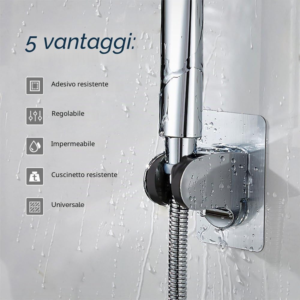 3M Staffa Supporto Doccia Regolabile con Angolo Adesivo Montaggio a Parete Impermeabile Soffione Muro Bagno