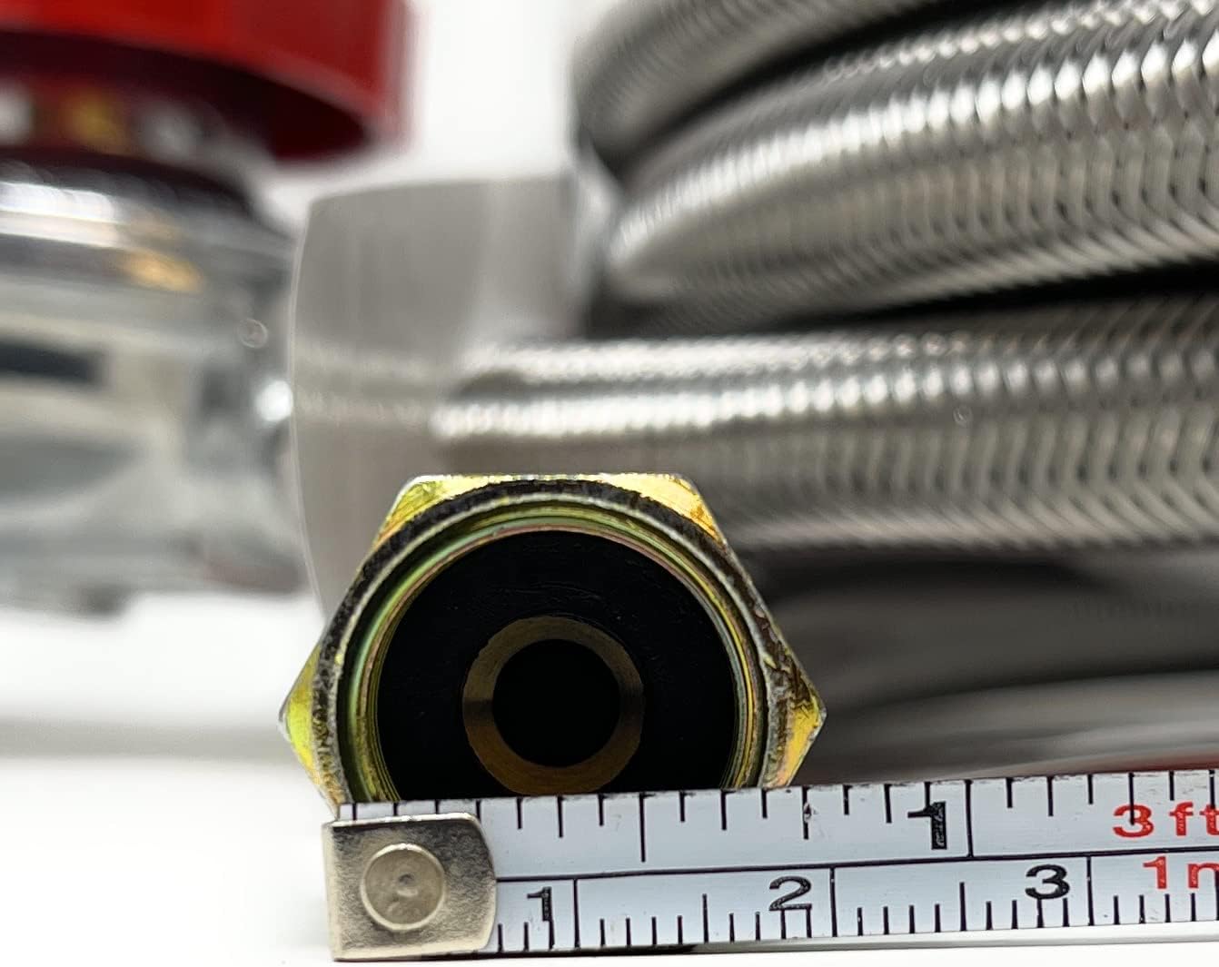 QCC-3/8 Universal QCC1 Low-Pressure Propane Regulator with Stainless Steel Braided Hose [949-040] for Most LP Gas Grills, Heaters, and Fire Pit Tables, 3/8" Female Flare Nut, Steel (Hose Length 8')