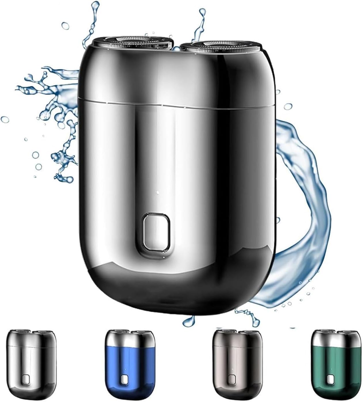 New Model Mini Dual-Head Electric Shaver, Mini Razor Dual Head Portable,Double Head Razor, Pocket Size Washable Electric Razor (Silver)