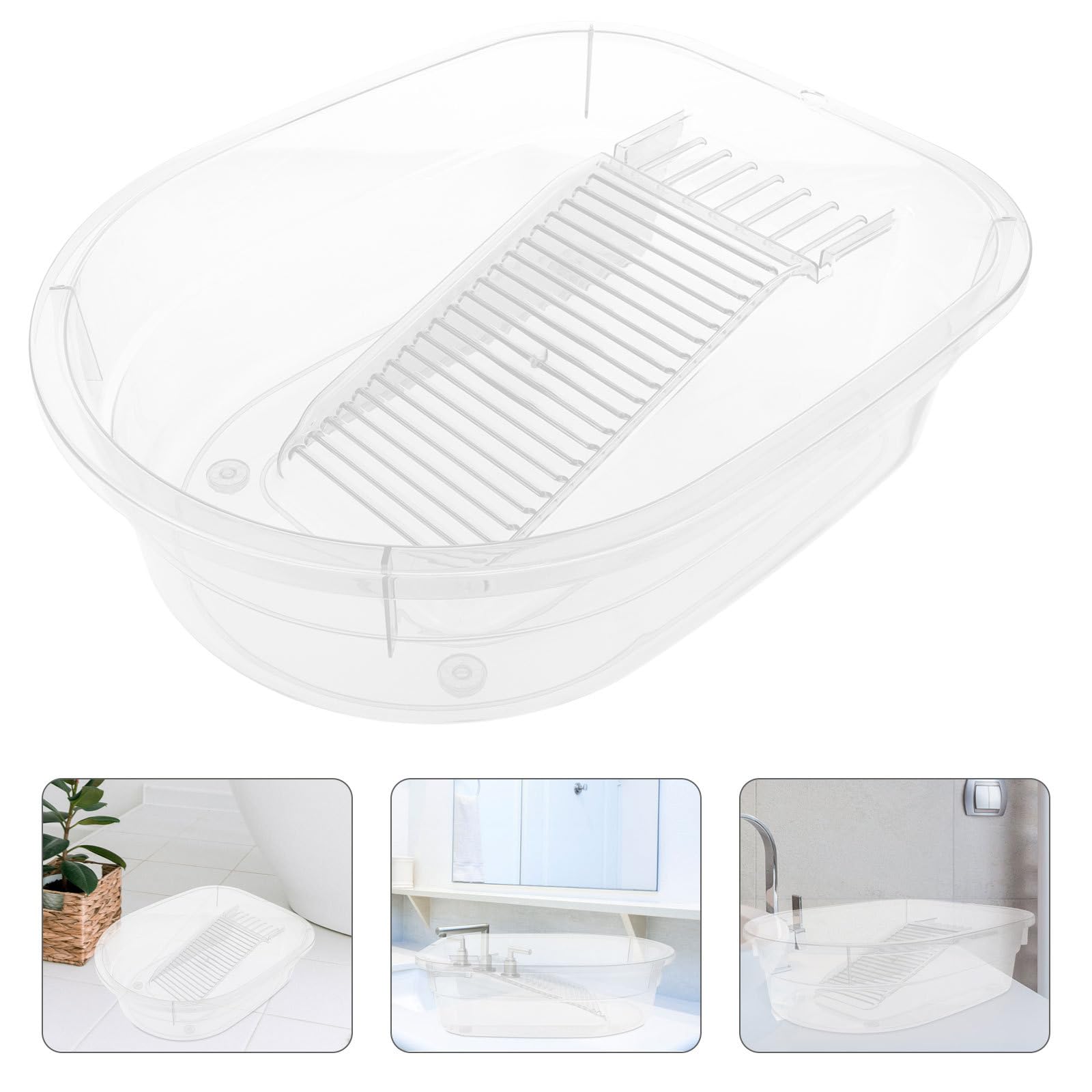 Lavatoio Compatto Trasparente con Lavagna Integrata per Bucato Mano Vasca Leggera e Resistente per Biancheria Calzini e Piccoli Tessuti per Bagno Cucina e Campeggio