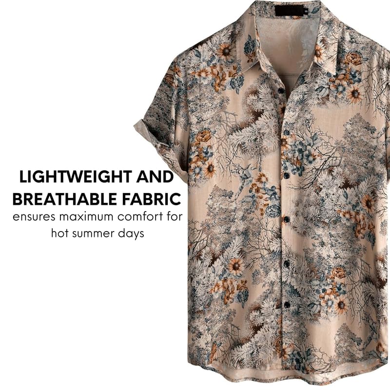 Image of Men's Multi-Coloured Floral Printed Shirt for man | Half Sleeve Cotton Shirt for Men | Summer Shirts for Men