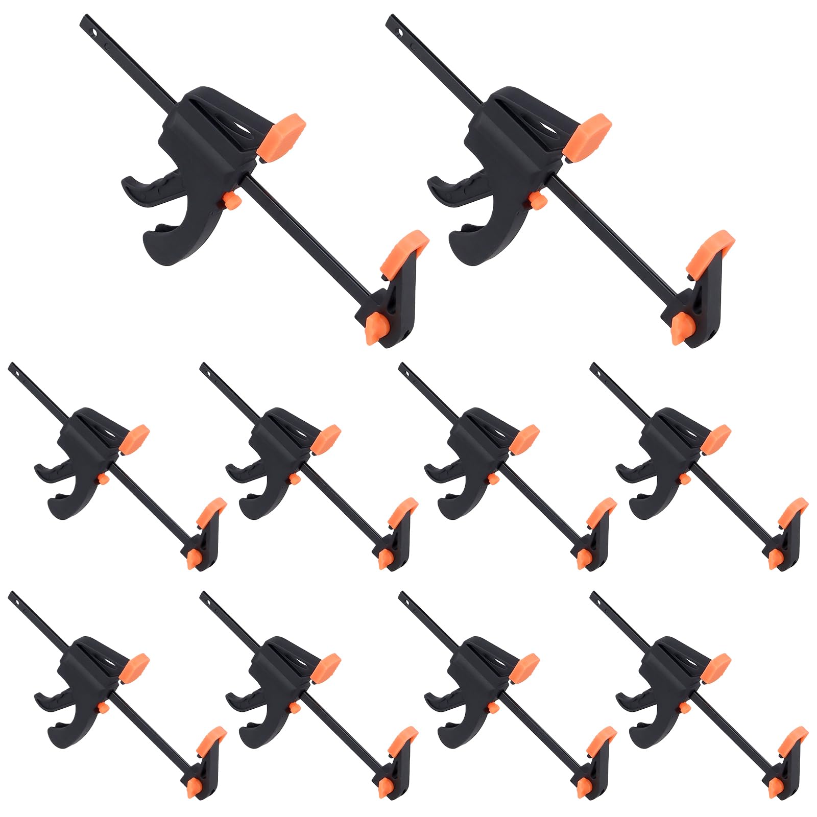 MOUYAT 10 PCS Quick Grip Clamps, 4 Inch Small F Clamp, Ratchet Bar Clamps, Clamps for Woodworking, DIY, Craft Projects