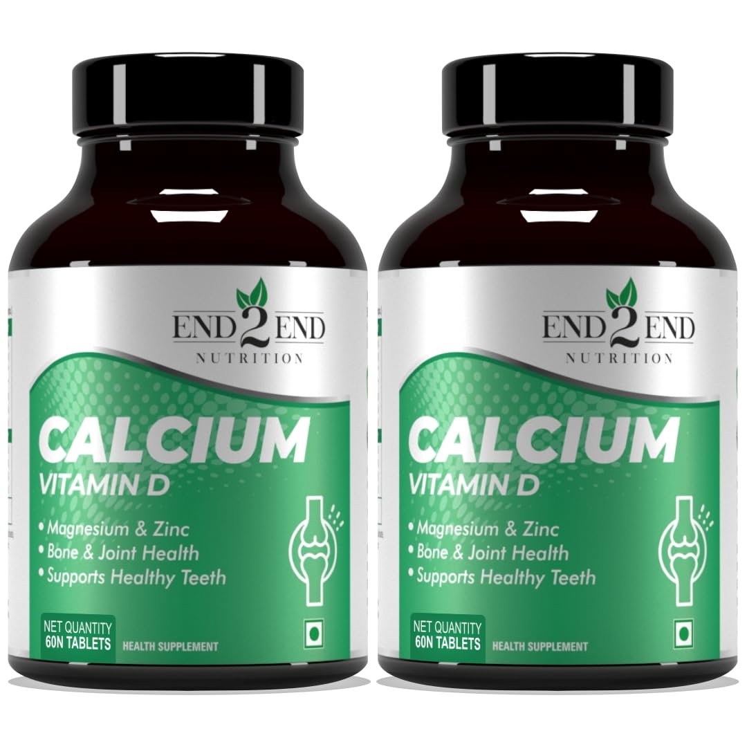 End2End Nutrition Calcium Tablets for Men and Women with Magnesium Zinc Vitamin D for complete bone health & Joint Support - 60x2 Tablets (B09MM9159G) Amazon Price History, Amazon Price Tracker