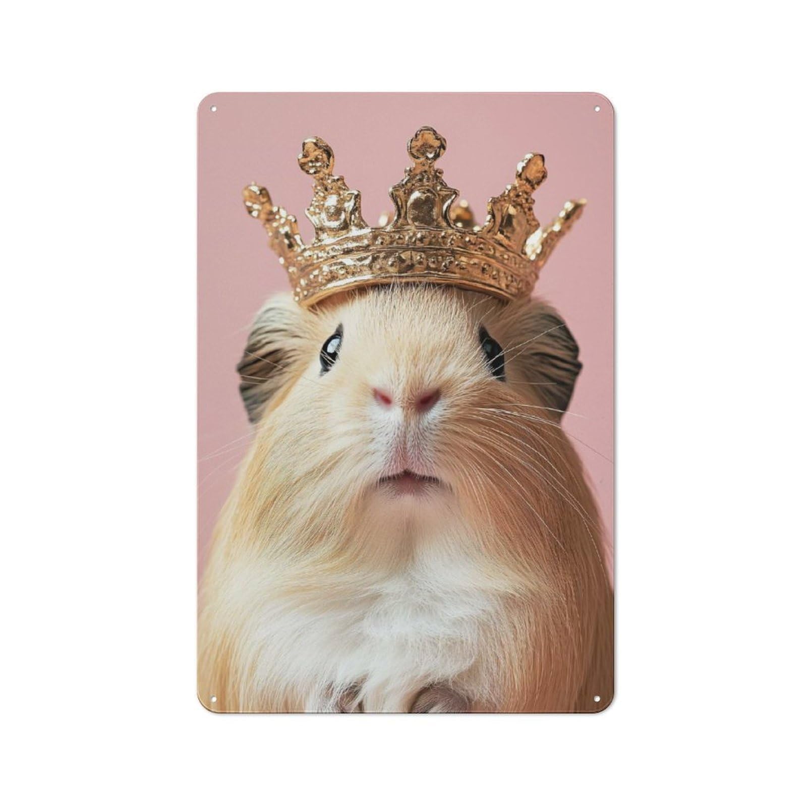 Decorative Tin Plaque with Guinea Pig King Design 30x20cm, Nostalgic Home Bar Decor for Bar, Kitchen, Garage Or Games Room