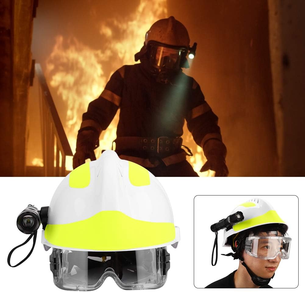 Fighter Helmet, Professional Safety Helmets Anti Impact Fighter Hard Hat with Headlamp for Miner, Ship, Oil Worker, White