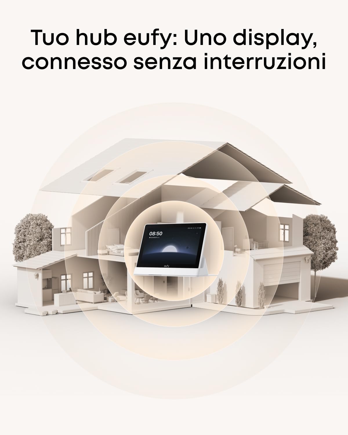 eufy Smart Display E10, telecamera wi-fi esterno senza fili, nessun costo mensile, memoria espansa, compatibile crittografia standard militare