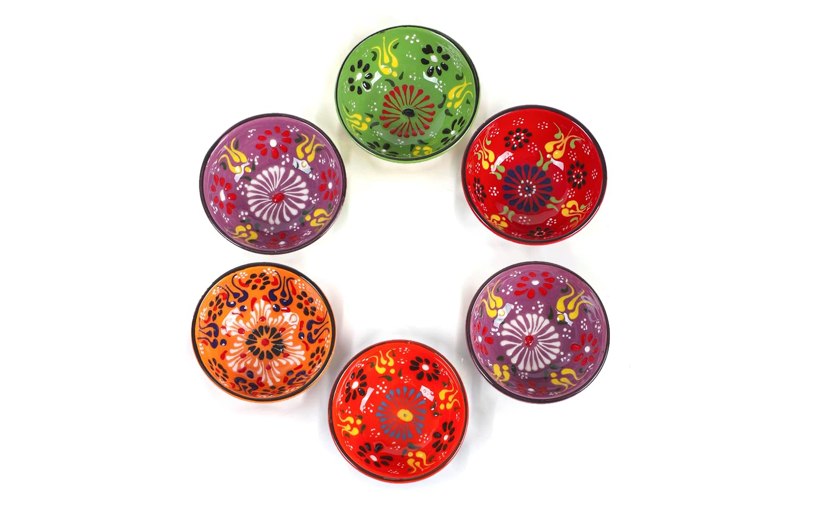 serazat 6 Pcs Ceramic Bowls Hand Painted Decorative Serving Turkish Bowls, Handmade Ceramic Bowl, Small Sauce Dipping Serving Bowls, Candy Bowl, Multicolor Home, Kitchen, Coffee Table | Best Gift Set