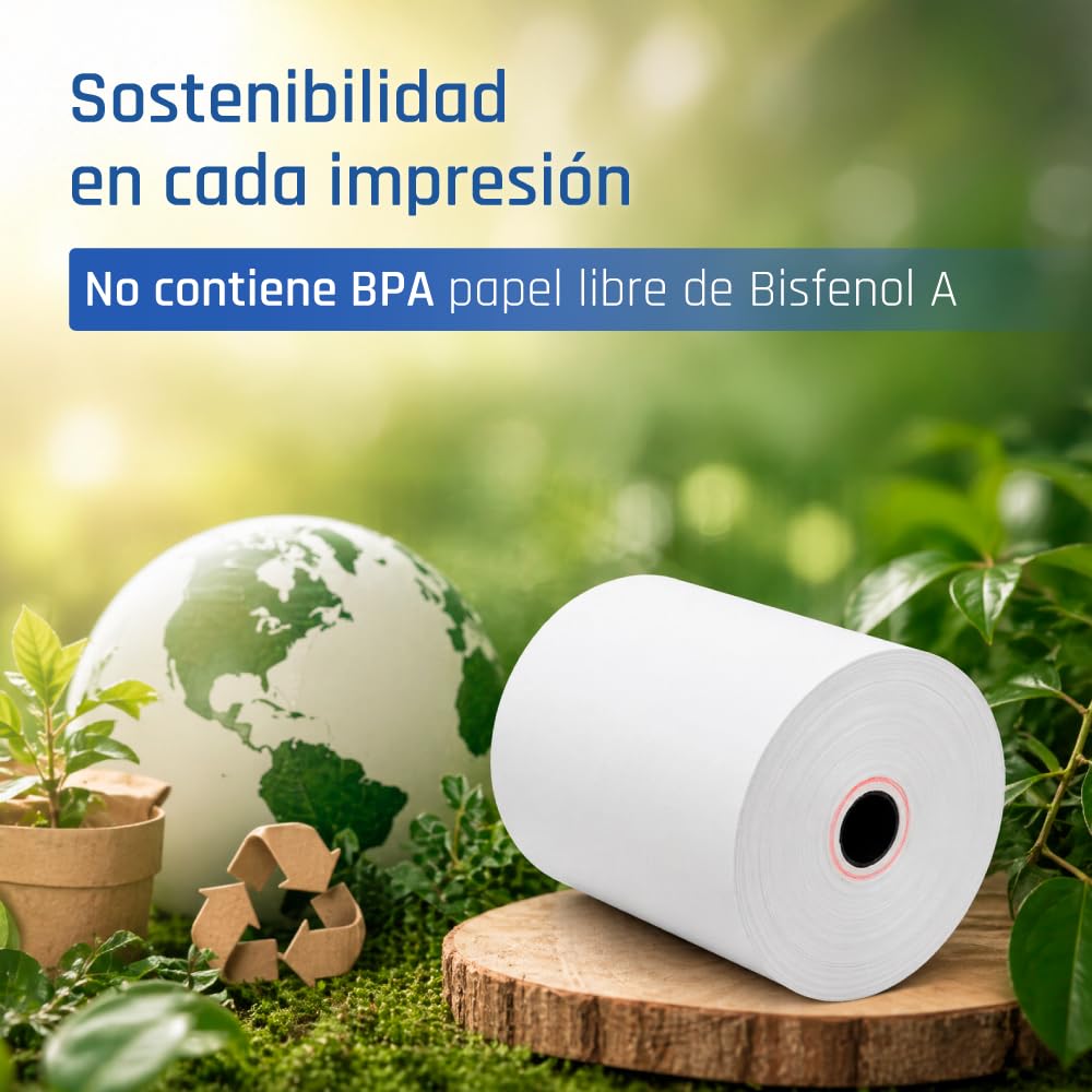 iggual - Rollo de Papel Térmico 80x80x13 para Ticket Impresora Tpv, Caja Registradora, Epos. El papel no Contiene Bisphenol A (BPA), Pack: 50 Unidades.