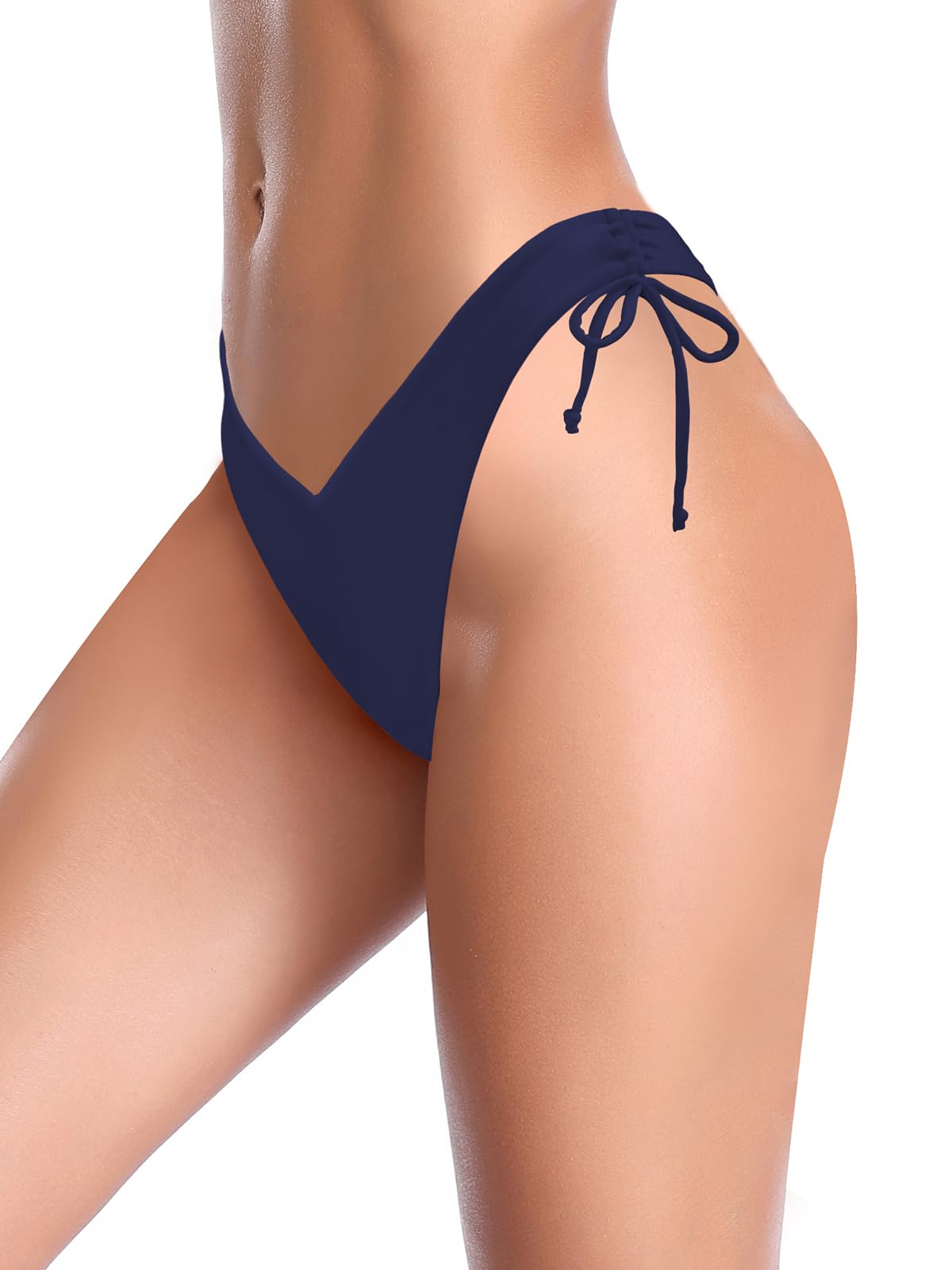SHEKINI Parte inferior de bikini para mujer, parte inferior de traje de baño brasileño, corte alto, tanga con lazo lateral, parte inferior de traje de baño